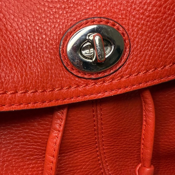 Coach Park Vermilion Red Pebbled Leather Backpack F24385 - Picture 10 of 13